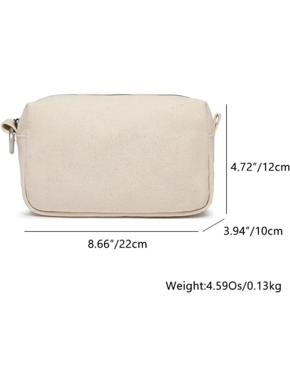 Stylish Travel Makeup Bag with Ring Clasp, Wristlet Organizer - Beige Cosmetic